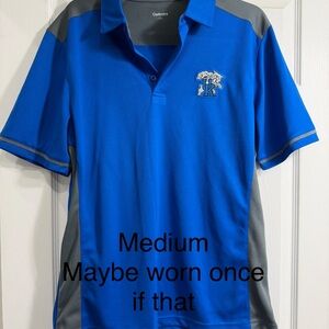 Blue and Gray Men's Polo Shirt